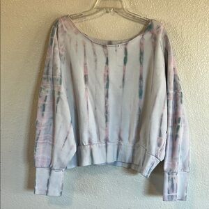 Tie-Dye Women's Off Shoulder Wide Neck Crop Sweatshirt Top